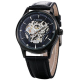 WINNER Fashion Luxury Wrist Watches For Men Golden Mechanical Watch Leather Strap Skeleton Dial Classic Business Reloj Hombre