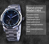 Winner Brand Automatic Skeleton Man Clock Top Fashion Silver Business Full Stainless Steel Relojes Hombre Mechanical Watch