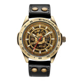 SHENHUA Mechanical Watch Men Retro Bronze Sport Luxury Top Brand Leather Watch Skeleton Male Automatic Watches Relogio Masculino
