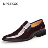 NPEZKGC Brand High Quality Men Oxford Men Leather Dress Shoes Fashion Business Men Shoes Men Dress Pointed Shoes Wedding shoes