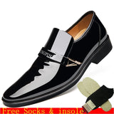 British Men's Slip on Split Leather Pointed Toe Men Dress Shoes Business Wedding Oxfords Men's Formal Dress Shoes Loafers