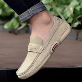 Mens Loafers Cow Suede Leather Men Casual Shoes Outdoor Soft Comfy Slip On Shoes Men Classics Flat Fashion Retro Driving Shoes