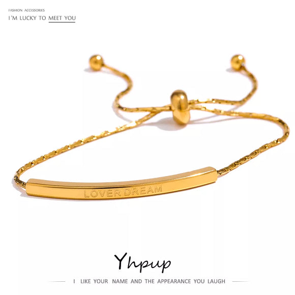 Yhpup Stainless Steel Geometric Chain Bangle Bracelet Trendy Jewelry Romantic Lover Dream Gift Jewelry Bracelet Anniversary