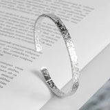 ANENJERY Silver Color Irregular Surface Bangle Bracelet for Women Men Bangle Fashion Jewelry Adjustable S-B458