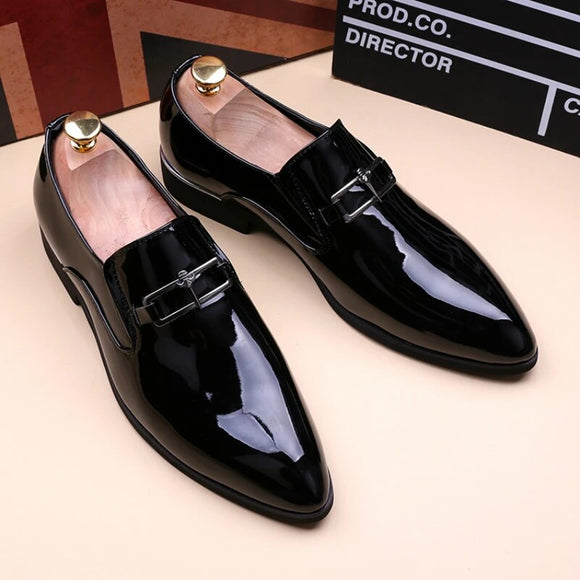 mens casual business wedding formal dress patent leather shoes slip on lazy oxford shoe breathable loafers gentleman footwear