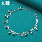DOTEFFIL 925 Sterling Silver Bead Ball Bell Chain Bracelet For Women Fashion Charm Wedding Engagement Party Jewelry