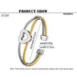 Fashion trend men‘s and women steel wire rope Heart-shaped bracelet open bracelet couple stainless steel bracelet hand wristband