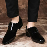 Fashion Lace-Up Men Dress Shoes Casual Oxfords Chelsea Business Dress 2021 New Classic Patent Leather Monk Suits Flats