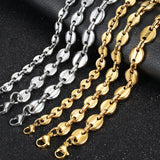 Stainless Steel Coffee Beans Marina Link Chain Bracelets for Men Women Bracelet Homme Punk Jewelry Gifts Trendy 7/9/11mm KBM169