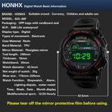 Honhx Fashion Men Led Digital Watch Waterproof Date Military Sport Rubber Quartz Watch Alarm Sport Digital Watches Reloj Hombre