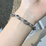 ANENJERY Fashion Retro Thick Chain Silver Color Bracelet For Men Women Couples Jewelry Gifts Wholesale S-B382