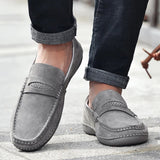 Mens Loafers Cow Suede Leather Men Casual Shoes Outdoor Soft Comfy Slip On Shoes Men Classics Flat Fashion Retro Driving Shoes