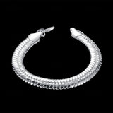 DOTEFFIL 925 Sterling Silver 10mm Side Flat Chain Bracelet For Man Wedding Engagement Party Fashion Jewelry
