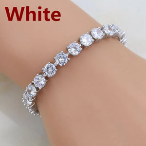 Bridal Red Garnet White Zircon Created jewelry 925 Silver Jewelry Link Chain Bracelet 21cm For Women Free Gift Box