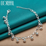 DOTEFFIL 925 Sterling Silver Bead Ball Bell Chain Bracelet For Women Fashion Charm Wedding Engagement Party Jewelry