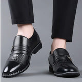 Fashion Men's Crocodile Grain Leather Dress Shoes Man Casual Pointed Toe Oxfords Mens Lace-Up Business Office Oxford Shoe