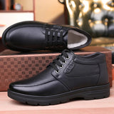 Winter Warm Men Shoes Ankle Boots Comfortable Round Toe Casual Shoes Non-slip Genuine Leather High Top Gentlemen Footwear Plush