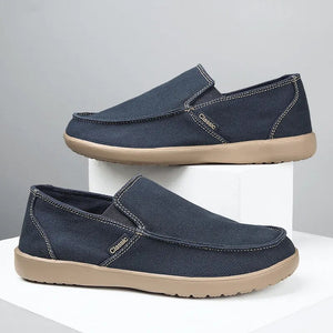 QUAOAR Men's Classic Canvas Casual Lazy Shoes Moccasin 2022 Fashion Slip On Loafer Washed Denim Vulcanized Flat Shoes Big Size