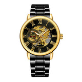 Roman Numerals Stainless Steel Waterproof Mens Skeleton Watches Top Brand Luxury Transparent Mechanical Sport Male Wrist Watches