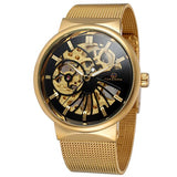 Forsining Fashion Luxury Skeleton Automatic Mechanical Men Watch Stainless Bracelet Mesh Strap Men&#39;s Watches Relogio Masculino