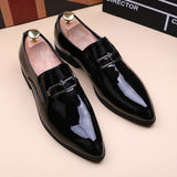 mens casual business wedding formal dress patent leather shoes slip on lazy oxford shoe breathable loafers gentleman footwear