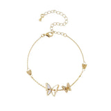 ANENJERY Golden Butterfly Charm Bracelet for Women Elegant White Shell Zircon Chain Bracelet Friends Birthday Gift