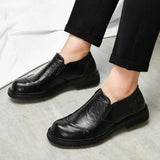 Men’s Business Dress Shoes Leather Casual Daily Office Banquet Wedding KTV Work with Black Patchwork Detail Fit