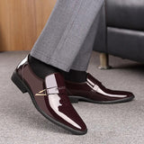 Moccasin Glitter Male Footwear Pointed Toe Shoes for Men Men Dress Leather Shoes Slip on Patent Leather Mens Casual Oxford Shoe