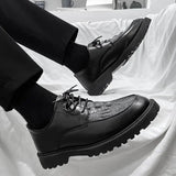 Black Business Casual PU Leather Shoes Male Fashion Black Men's Dress Shoes New Designer Antislip Platform Shoes for Men