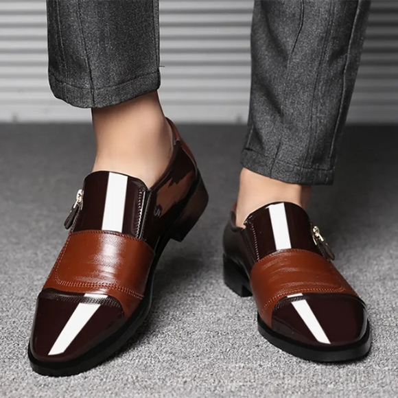 Black Patent Leather Shoes Slip on Formal Men Shoes Plus Size Point Toe Wedding Shoes for Male Elegant Business Casual Shoes