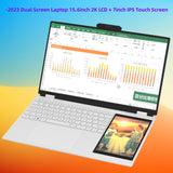 Dual-screen Laptop intel Celeron N5105 4 Core 4 Thread 2.0GHz 15.6-inch IPS 2K four-sided narrow screen 7-inch IPS Touch screen