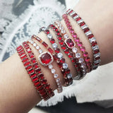 Chic Red Zircon Short Tennis Bracelet for Women Men Dazzling Crystal Adjustable Chain on Hand Fashion Jewelry Dropship Wholesale