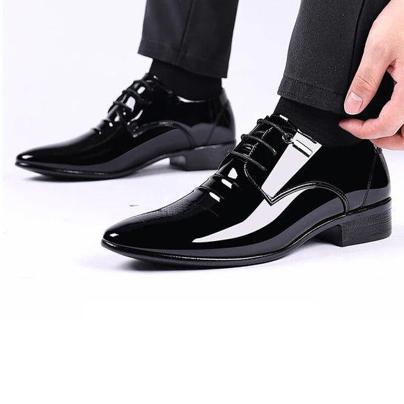 Men Shoes Patent Leather Formal Shoes Autumn Luxury Business Oxford Leather Breathable Plus Size48 Man Office Wedding Flats Male