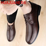 New Men Dress Shoes Fashion Oxfords Solid Color Male Genuine Leather Shoes Casual Comfort Mens Soft Loafers Shoes Man