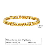 ZORCVENS New Fashion Cuban Link Chain Bracelet for Men and Women Gold Color Stainless Steel Chain Wristband Jewelry Gifts