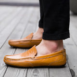 Autumn Winter Hot Sale Calssic Brown Men's Casual Shoes Loafers Comfortable Leather Driving Shoes for Men Soft Flats Shoes Male