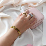 Luxury 18K Gold Plated Waterproof Wrist Bracelets for Women Stainless Steel Popular Watch Band Bracelets Jewelry Accessories