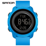 Sanda 6122 New Fashion Outdoor Sports Men Silincone Strap Waterproof Digital Movement Electronic LED Alarm Mode Wrist Watches