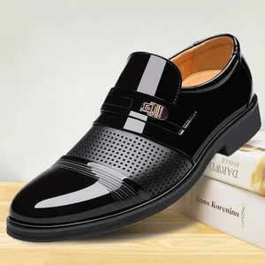 Brand PU Leather Men Business Dress Loafers Pointed Toe Black Shoes Oxford Breathable Formal Wedding Shoes Dress Shoes for Men