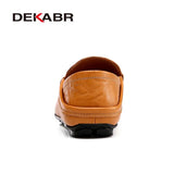 DEKABR Comfortable Handmade Leather Shoes Casual Men's Flats Design Man Driving Shoes Soft Bottom Leather Men Shoes Size 38-47