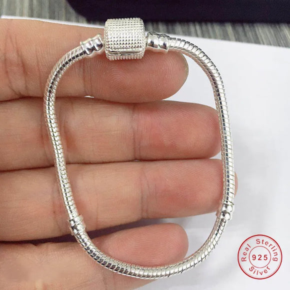 Original Design 925 Sterling Silver Sparking Butterfly Paw Heart Snake Chain Bracelet fit Charm Bead Hot sales DIY Women Jewelry