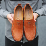 Big Size 37-47 Men Casual Shoes Genuine Leather Loafers Fashion Comfortable Moccasins Driving Shoe Flat Men Sneakers