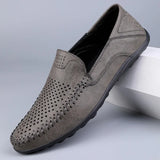 Men Shoes Casual Leather Hollow out Moccasins Men Breathable Slip on Driving Shoes Luxury Italian Men Loafers Plus Size 38-47