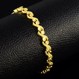 24K Real Gold Bracelet Car Flower Gold Plated Bracelet for & Women's Wedding Jewelry Gift 6MM