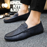 Korean version  fashion Breathable  men's leather shoes male casual sinle Shoes lightweight driving shoes
