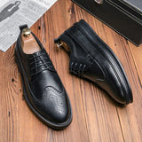 men luxury fashion wedding party dress genuine leather brouge shoes lace-up carved brock derby shoe black white youth footwear