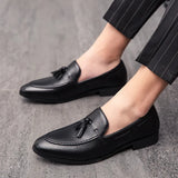 New Men Tassel Loafers PU Leather Formal Shoes Elegant Dress Shoe Simple Slip On Man Casual Shoes Footwear Large Size 48 47 46