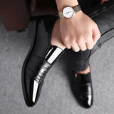 size 38-48 Men Dress Shoes Slip Leather Shoes for Men Point Toe Business Casual Formal Shoes for Wedding Plus Size MPX119