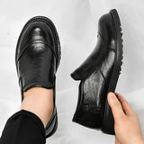 Men’s Business Dress Shoes Leather Casual Daily Office Banquet Wedding KTV Work with Black Patchwork Detail Fit