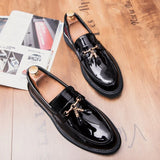 Korean style mens fashion wedding party dresses genuine leather tassels shoes slip-on lazy shoe black white summer loafers male
